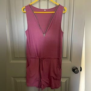 Burgundy romper with zipper